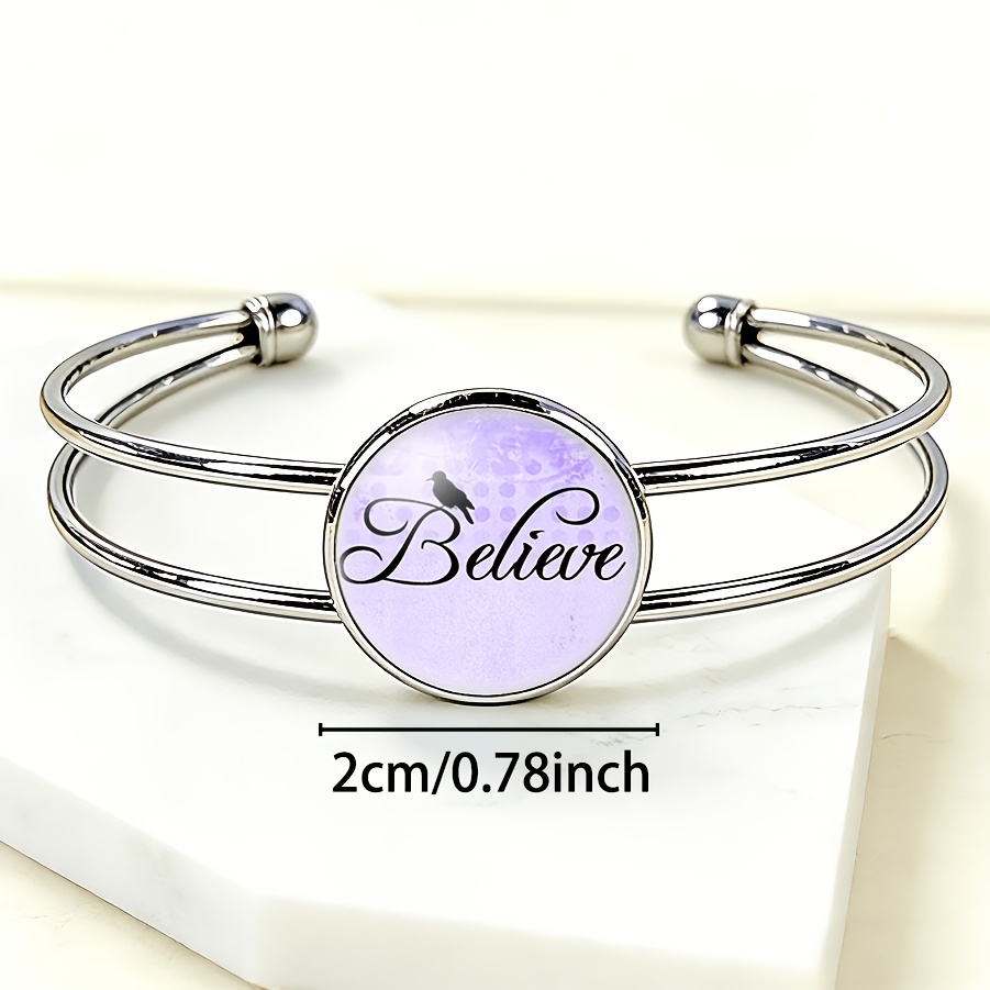 Women's Adjustable Opening Round Time Gem Inlaid Bracelet, Classic Design